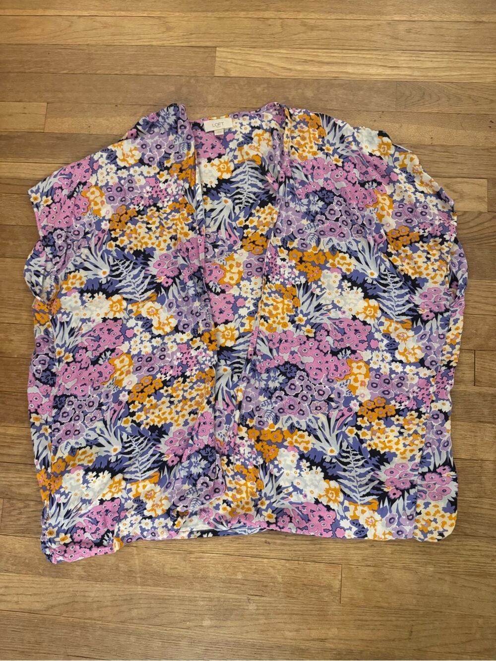 Loft Floral Open Front Kimono - Purple, Pink & Orange - Size XS/S 
 b84